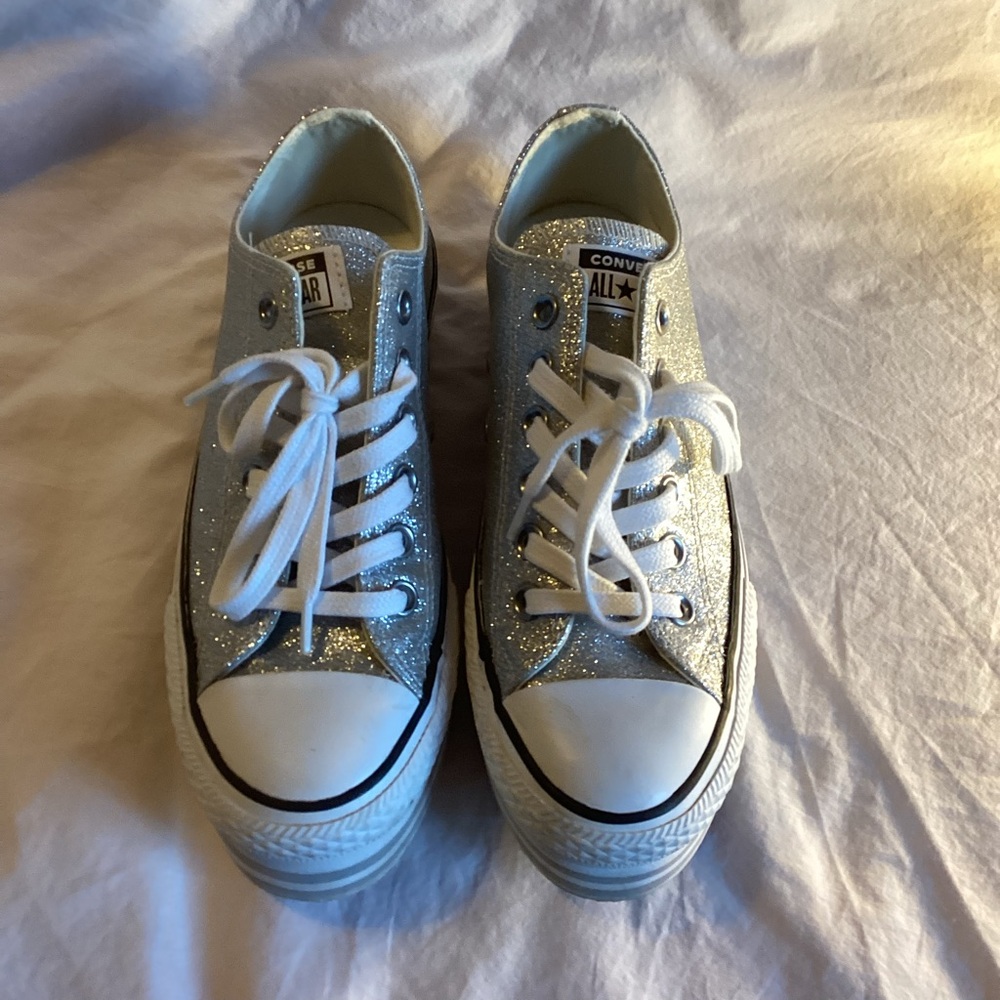 Converse Sparkling Silver Glitter Sneakers